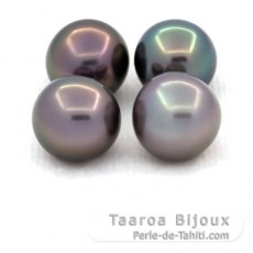 Lot de 4 Perles de Tahiti Semi-Rondes C de 10  10.4 mm