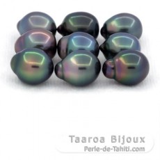 Lot de 9 Perles de Tahiti Semi-Baroques B de 8.6  8.9 mm