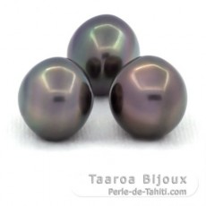 Lot de 3 Perles de Tahiti Semi-Baroques C de 13.7  13.9 mm