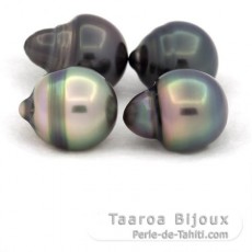 Lot de 4 Perles de Tahiti Cercles B/C de 10.5  10.8 mm