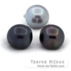 Lot de 3 Perles de Tahiti Semi-Baroques C de 12.1  12.3 mm