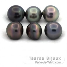Lot de 6 Perles de Tahiti Semi-Baroques C de 11.6  11.8 mm