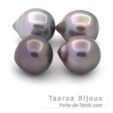 Lot de 4 Perles de Tahiti Semi-Baroques B de 10  10.1 mm