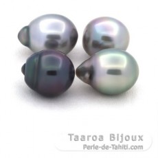 Lot de 4 Perles de Tahiti Semi-Baroques B/C de 10.5  10.7 mm
