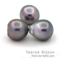 Lot de 3 Perles de Tahiti Semi-Baroques B de 11  11.1 mm
