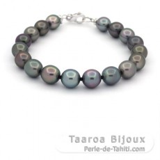 Bracelet de 18 Perles de Tahiti Semi-Baroques B 8  9 mm et Argent