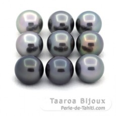 Lot de 9 Perles de Tahiti Rondes C de 10.6  10.9 mm