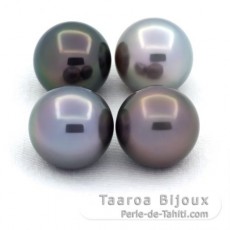 Lot de 4 Perles de Tahiti Rondes C de 11.1  11.3 mm