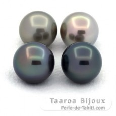 Lot de 4 Perles de Tahiti Rondes C de 10.6  10.9 mm