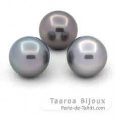 Lot de 3 Perles de Tahiti Rondes C de 11.1  11.2 mm