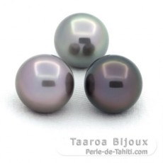 Lot de 3 Perles de Tahiti Rondes C de 11.5 mm