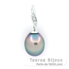 Pendentif en Argent et 1 Perle de Tahiti Semi-Baroque B 8.8 mm