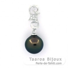 Pendentif en Argent et 1 Perle de Tahiti Semi-Baroque C 10.2 mm