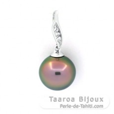 Pendentif Clip en Argent et 1 Perle de Tahiti Semi-Baroque B 9.9 mm