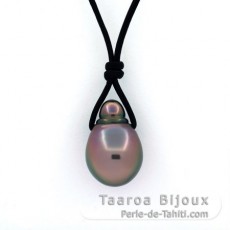 Collier en Cuir et 1 Perle de Tahiti Semi-Baroque B 11.1 mm