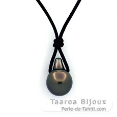 Collier en Cuir et 1 Perle de Tahiti Semi-Baroque B 10 mm