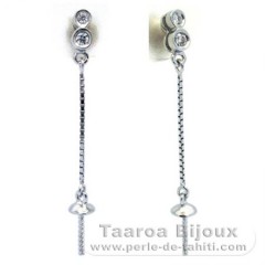 Boucles d'oreilles pour perles de 7.5  10 mm - Argent .925 Rhodi