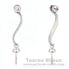 Boucles d'oreilles pour perles de 8  11 mm - Argent .925 Rhodi