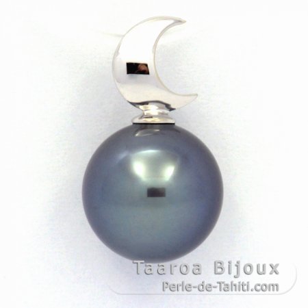 Pendentif en Or blanc 18K et 1 Perle de Tahiti Ronde B+ 10.5 mm