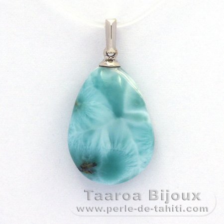 Pendentif en Argent et 1 Larimar - 18 x 14 x 6.5 mm - 2.7 gr