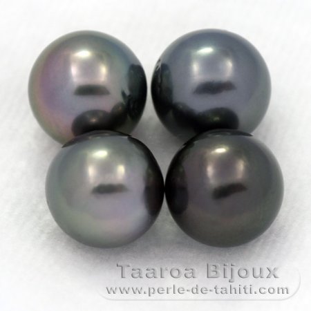 Lot de 4 Perles de Tahiti Rondes C de 8  8.4 mm