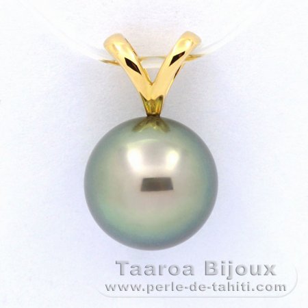 Pendentif en Or 18K et 1 Perle de Tahiti Ronde A 9.5 mm