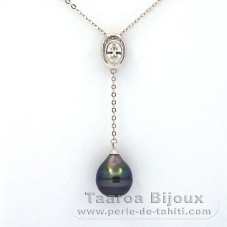 Collier en Argent et 1 Perle de Tahiti Cercle C 10.1 mm