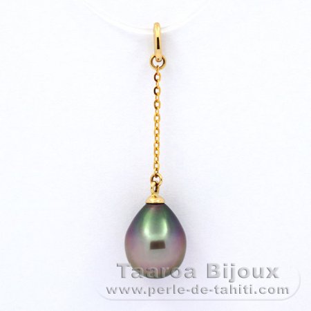 Pendentif en Or 18K et 1 Perle de Tahiti Semi-Baroque A 8.9 mm