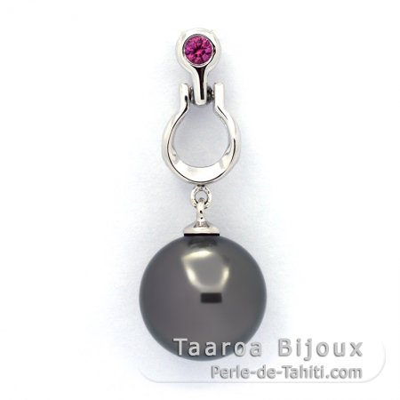 Pendentif en Argent et 1 Perle de Tahiti Ronde C 11.3 mm