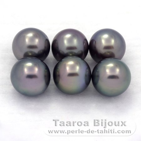 Lot de 6 Perles de Tahiti Rondes C de 8.5  8.9 mm