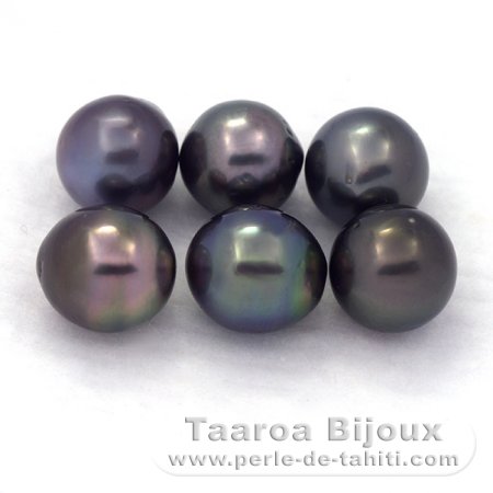 Lot de 6 Perles de Tahiti Semi-Baroques D de 8.6  8.9 mm