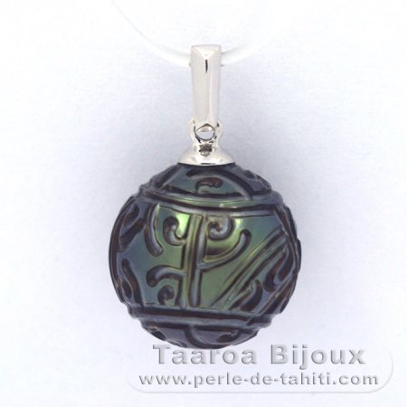 Pendentif en Argent et 1 Perle de Tahiti Grave 12.1 mm