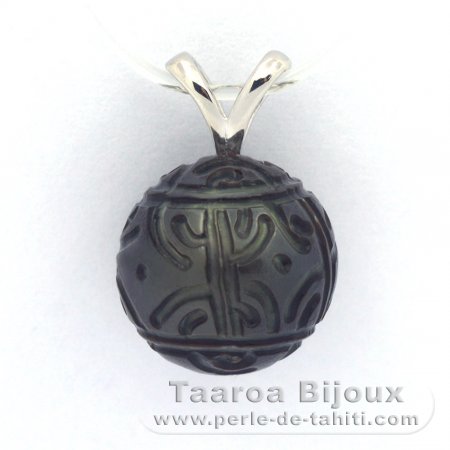 Pendentif en Argent et 1 Perle de Tahiti Grave 11.8 mm