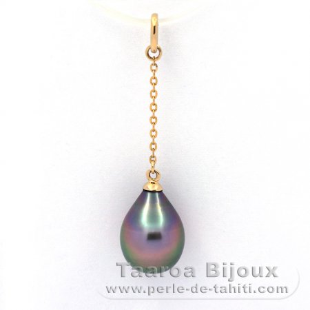 Pendentif en Or 18K et 1 Perle de Tahiti Semi-Baroque A 9.6 mm