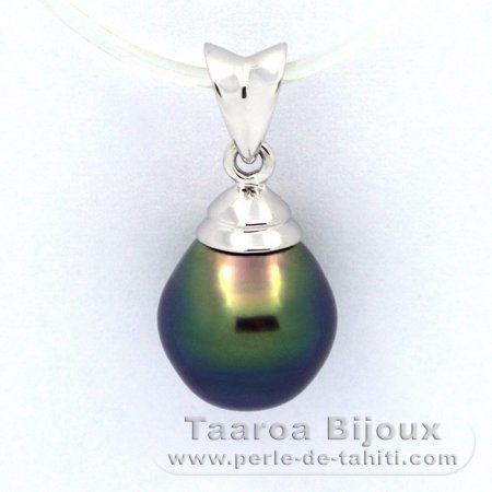 Pendentif en Argent et 1 Perle de Tahiti Semi-Baroque B+ 9.2 mm