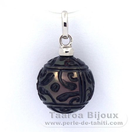 Pendentif en Argent et 1 Perle de Tahiti Grave 11.6 mm