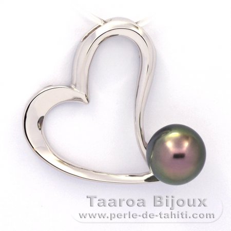 Pendentif en Argent et 1 Perle de Tahiti Semi-Baroque C 9.5 mm