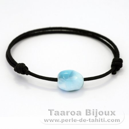 Bracelet en Coton et 1 Larimar - 13 x 10.5 x 9 mm - 2 gr