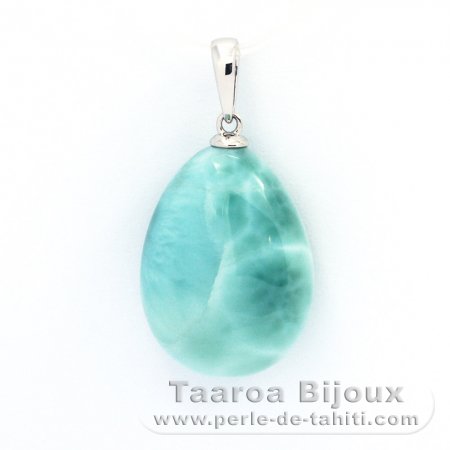 Pendentif en Argent et 1 Larimar - 20 x 15 x 8 mm - 4.3 gr