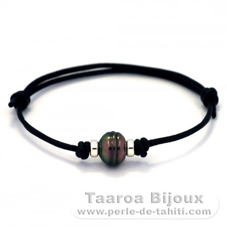 Bracelet en Cuir et 1 Perle de Tahiti Cercle C 10.1 mm