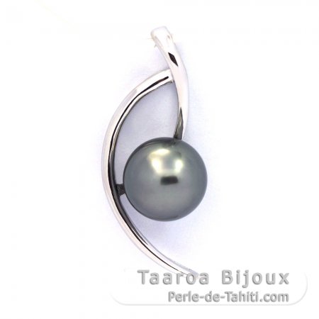 Pendentif en Argent et 1 Perle de Tahiti Ronde C 8.2 mm