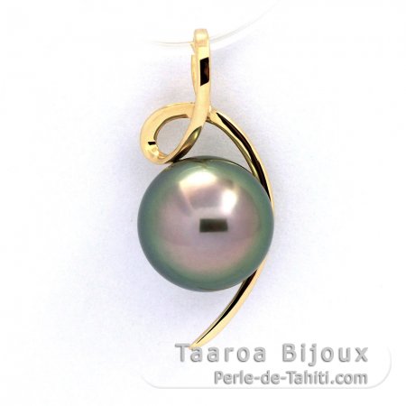 Pendentif en Or 18K et 1 Perle de Tahiti Ronde B 9.4 mm