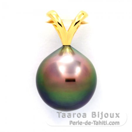 Pendentif en Or 18K et 1 Perle de Tahiti Semi-Baroque A/B 9.8 mm