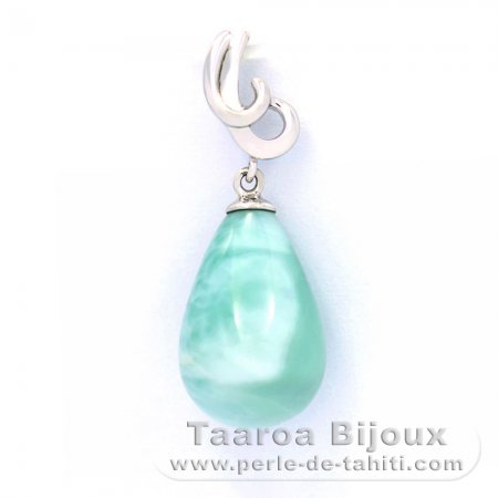 Pendentif en Argent et 1 Larimar - 15 x 10.2 mm - 2.4 gr