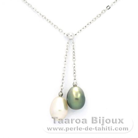 Collier en Argent et 2 keishis de Tahiti