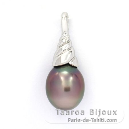 Pendentif en Argent et 1 Perle de Tahiti Semi-Baroque B 10 mm