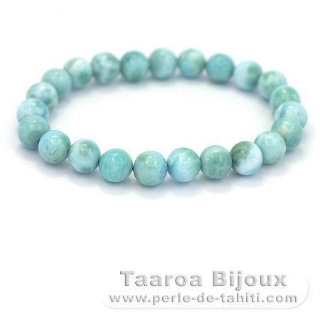 Bracelet de 23 Perles en Larimar de 7.5  8 mm - 15 cm - 15 gr