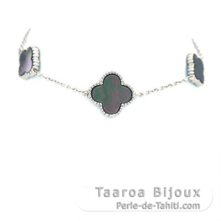 Bracelet en Argent .925 Rhodi et Nacre de Tahiti