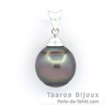 Pendentif en Argent et 1 Perle de Tahiti Cercle B/C 11.5 mm