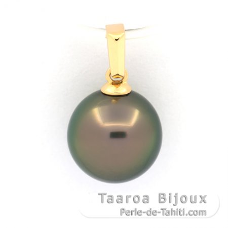 Pendentif en Or 18K et 1 Perle de Tahiti Semi-Ronde B 10.1 mm